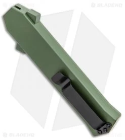 AKC F-16 D/A Dagger OTF Automatic Knife OD Green (3.3" Satin) -Knife Shop AKC F 16 DA Dagger OTF Auto OD Green Satin BHQ 95347 jr side