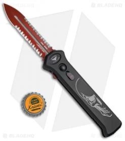 Paragon Para X Dagger OTF Automatic Knife Death Head (3.5" Red Serr) -Knife Shop Asheville Steel Para X Dagger Death Head Red Serr Para X DH B CR 2XL BHQ 68253 jr bottlecap 2