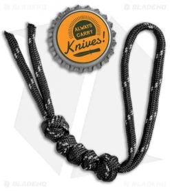 Tallen Knotted Paracord Lanyard - Black/Reflective White 5 Tallen Knotted Paracord Lanyard - Black/Reflective White -Knife Shop Grindwox Knotted Paracord Lanyard Black Reflective White BHQ 71140 jr bottlecap