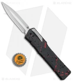 Heretic Knives Cleric Dagger OTF Knife Red Splash/Carbon Fiber (3.5" Stonewash) -Knife Shop Heretic Knives Cleric Dagger OTF Red Splash CF SW BHQ 86127 jr bottlecap