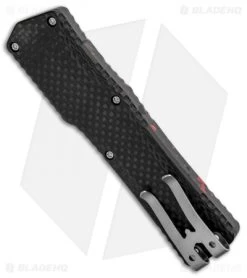 Heretic Knives Cleric Dagger OTF Knife Red Splash/Carbon Fiber (3.5" Stonewash) -Knife Shop Heretic Knives Cleric Dagger OTF Red Splash CF SW BHQ 86127 jr side