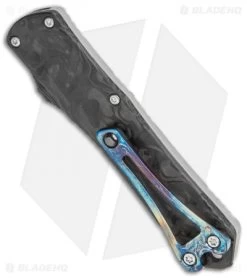 Heretic Knives Manticore-S D/A OTF Knife SS/CF D/E Entropic Ano Clip (2.5" Dam) -Knife Shop Heretic Knives Manticore S DA SS CF DE Entropic Ano Clip Damascus BHQ 116551 jr side