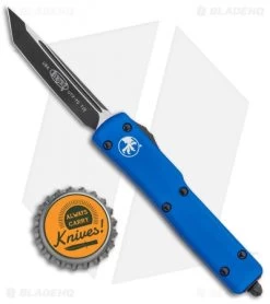 Microtech Blue UTX70 Tanto D/A OTF Automatic Knife (Two-Tone PLN) 149-1BL -Knife Shop Microtech Blue UTX 70 Tanto DA Auto TT BHQ 6581 jr bottlecap