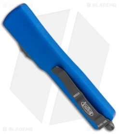 Microtech Blue UTX70 Tanto D/A OTF Automatic Knife (Two-Tone PLN) 149-1BL -Knife Shop Microtech Blue UTX 70 Tanto DA Auto TT BHQ 6581 jr side