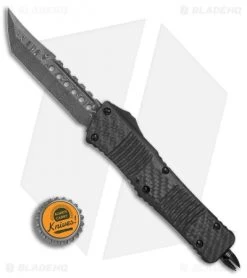 Microtech Combat Troodon Hellhound Tanto OTF CF/Silver Ti HW (3.4" Damascus) -Knife Shop Microtech Combat Troodon Hellhound CF Silver ti hw damascus BHQ 78153 er bottlecap