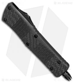 Microtech Combat Troodon Hellhound Tanto OTF CF/Silver Ti HW (3.4" Damascus) -Knife Shop Microtech Combat Troodon Hellhound CF Silver ti hw damascus BHQ 78153 er spine