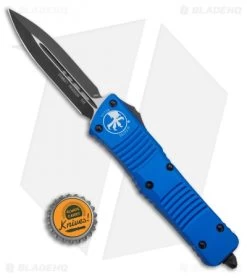 Microtech Combat Troodon D/E OTF Automatic Knife Blue (3.8" Black) 142-1BL -Knife Shop Microtech Combat Troodon OTF Auto Blue Dagger 142 1BL BHQ 10343 ns bottlecap