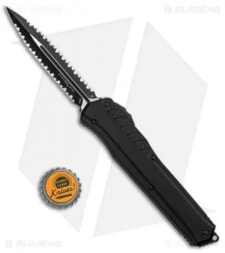 Microtech Cypher D/E OTF Auto Knife Tactical (4" Black Serr) 242M-D3T -Knife Shop Microtech Cypher DE Tactical Black Serr 242M D3T BHQ 94128 jr bottlecap
