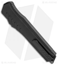 Microtech Cypher D/E OTF Auto Knife Tactical (4" Black Serr) 242M-D3T -Knife Shop Microtech Cypher DE Tactical Black Serr 242M D3T BHQ 94128 jr side