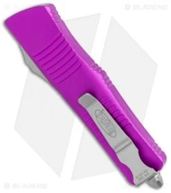 Microtech Troodon D/E OTF Automatic Knife Violet (3" Stonewash Serr) -Knife Shop Microtech Troodon DE OTF Auto Violet SW Serr 138 11VI BHQ 97850 jr side