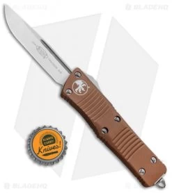 Microtech Troodon S/E OTF Automatic Knife Tan (3" Satin) 139-4 TA -Knife Shop Microtech Troodon SE OTF Automatic Knife Tan 3in Satin 139 4 TA BHQ 91957 Bottlecap