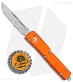 Microtech UTX-70 Tanto OTF Automatic Knife Orange (2.4" Stonewash) -Knife Shop Microtech UTX 70 Tanto Auto OTF Orange SW BHQ 98377 jr bottlecap