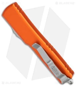 Microtech UTX-70 Tanto OTF Automatic Knife Orange (2.4" Stonewash) -Knife Shop Microtech UTX 70 Tanto Auto OTF Orange SW BHQ 98377 jr side
