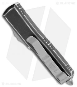 Microtech UTX-85 D/E OTF Automatic Knife Black Distressed (3.125" Apoc Serr) -Knife Shop Microtech UTX 85 DE OTF Auto Black Distressed Apocalyptic Full Serr BHQ 110885 jr side