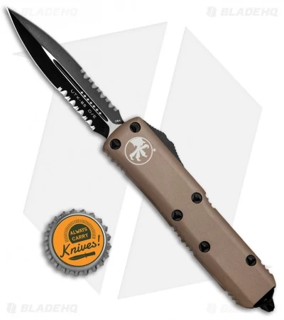 Microtech UTX-85 D/E OTF Automatic Knife Tan (3.125" Black Serr ) 232-2TA 6 Microtech UTX-85 D/E OTF Automatic Knife Tan (3.125" Black Serr ) 232-2TA - Image 4