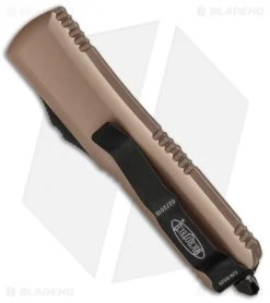 Microtech UTX-85 D/E OTF Automatic Knife Tan (3.125" Black Serr ) 232-2TA 8 Microtech UTX-85 D/E OTF Automatic Knife Tan (3.125" Black Serr ) 232-2TA -Knife Shop Microtech UTX 85 DE OTF Auto Tan Black Serr 232 2TA BHQ 81510 jr side