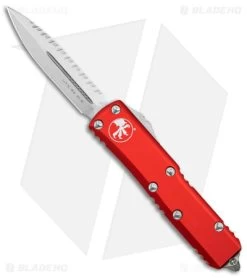 Microtech UTX-85 D/E OTF Automatic Knife Red (3.1" Stonewash Serr)