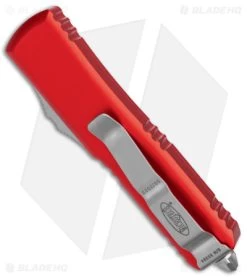 Microtech UTX-85 D/E OTF Automatic Knife Red (3.1" Stonewash Serr) -Knife Shop Microtech UTX 85 DE OTF Red SW Serr BHQ 174578 jr side
