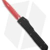 Microtech Ultratech D/E OTF Automatic Knife Tri-Grip Black (3.4" Red Full Serr) -Knife Shop Microtech Ultratech DE OTF Auto Tri Grip Black Red Full Serr BHQ 177336 jr