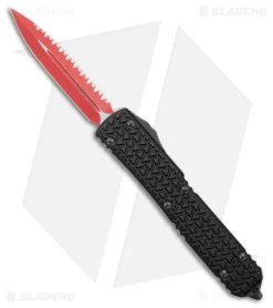 Microtech Ultratech D/E OTF Automatic Knife Tri-Grip Black (3.4" Red Full Serr)