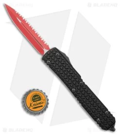Microtech Ultratech D/E OTF Automatic Knife Tri-Grip Black (3.4" Red Full Serr) -Knife Shop Microtech Ultratech DE OTF Auto Tri Grip Black Red Full Serr BHQ 177336 jr bottlecap