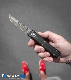 Microtech Ultratech Hellhound Tanto OTF Automatic Knife CC (3.4" Bronze SW) -Knife Shop Microtech Ultratech Hellhound Tanto OTF Automatic Knife CC Bronze SW BHQ 51805 kp in hand web