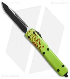 Microtech Ultratech S/E OTF Knife Green Zombie Tech CC (3.4" Black) 121-1Z