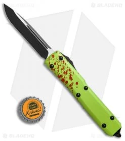 Microtech Ultratech S/E OTF Knife Green Zombie Tech CC (3.4" Black) 121-1Z -Knife Shop Microtech Ultratech SE green zombie tech CC black BHQ 72381 er bottlecap