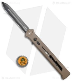 Paragon Estiletto Spear Point OTF Auto Dark Earth Lightning Bolt (5.5" Black) -Knife Shop Paragon Estiletto SP OTF Auto Black Lightning Bolt Dark Earth Black BHQ 137456 jr bottlecap