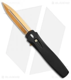 Pro-Tech Dark Angel OTF Automatic Knife Black Handle (3.7" Gold Ti )