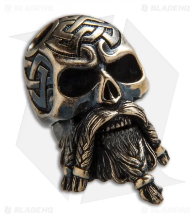 RUS Beads Shop Bearded Viking Skull W/ Moving Jaw Lanyard Bead - Bronze 3 RUS Beads Shop Bearded Viking Skull W/ Moving Jaw Lanyard Bead - Bronze