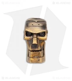 RUS Beads Shop Futuristic Robot Skull W/ Moving Jaw Lanyard Bead - Bronze