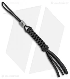 WE Knife Co. Black Tied Paracord Lanyard W/ Gray Titanium Bead