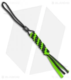 WE Knife Co. Tied Paracord Lanyard W/ Black Titanium Bead (Green/Black)