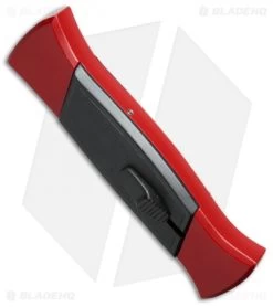 AKC 777 Blackfinger OTF Automatic Knife Red/Black (3.375" Satin Flat) -Knife Shop akc 777 red satin flat bottom cm