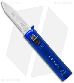 Mini D/A OTF Automatic Knife Lighter Blue (2.1" Satin) Refillable Butane