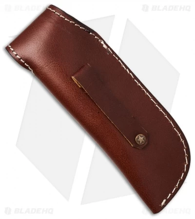 Venture 7.5" V114C Leather Fixed Blade Belt Sheath Brown W/Purple Overlay 4 Venture 7.5" V114C Leather Fixed Blade Belt Sheath Brown W/Purple Overlay - Image 2