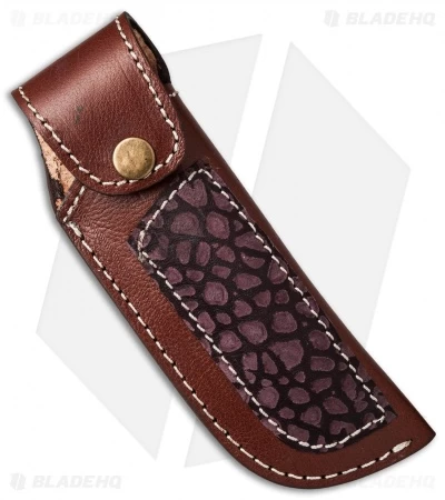 Venture 7.5" V114C Leather Fixed Blade Belt Sheath Brown W/Purple Overlay 3 Venture 7.5" V114C Leather Fixed Blade Belt Sheath Brown W/Purple Overlay