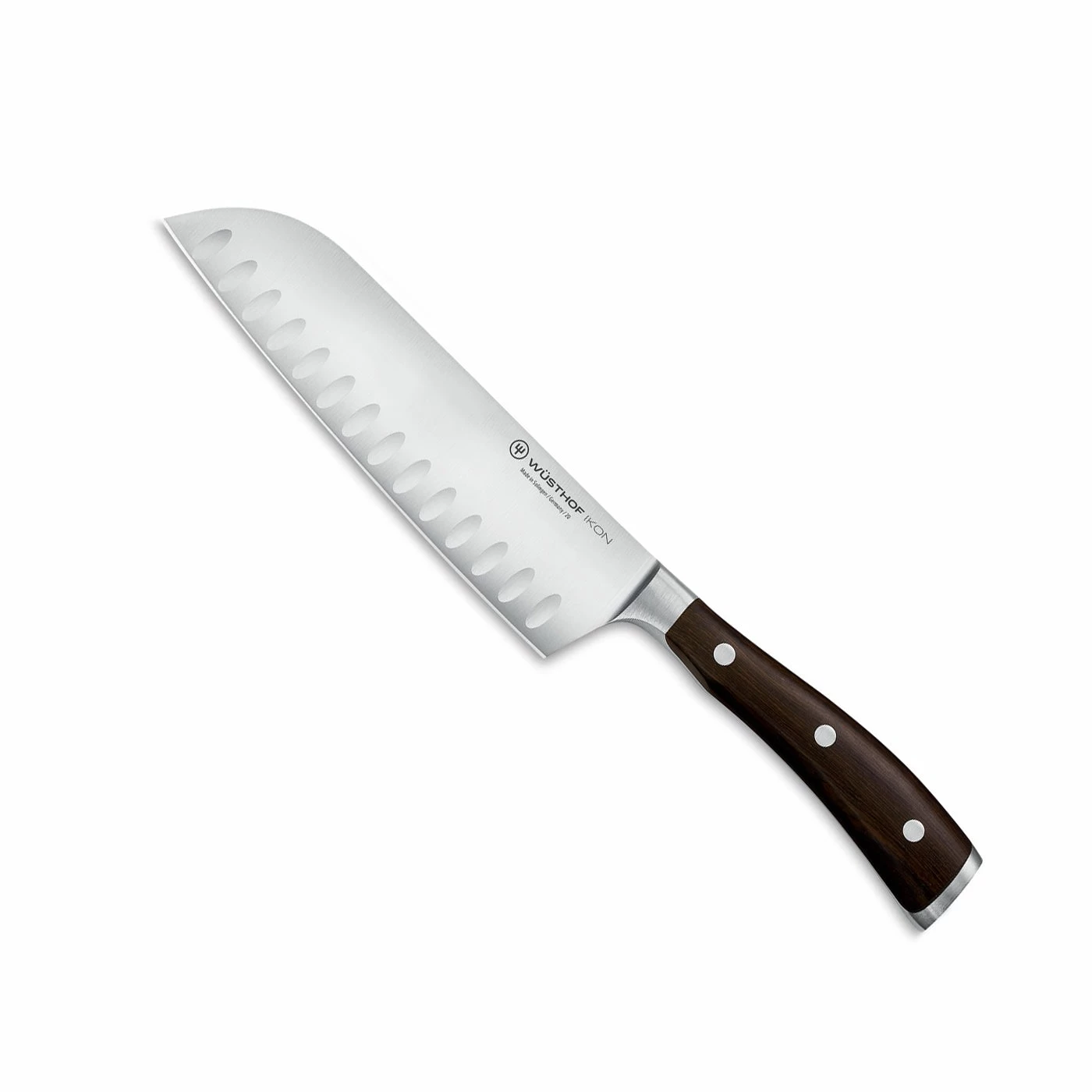 Wusthof Ikon Blackwood - 7" Santoku W/Hollow Edge 3 Wusthof Ikon Blackwood - 7" Santoku W/Hollow Edge